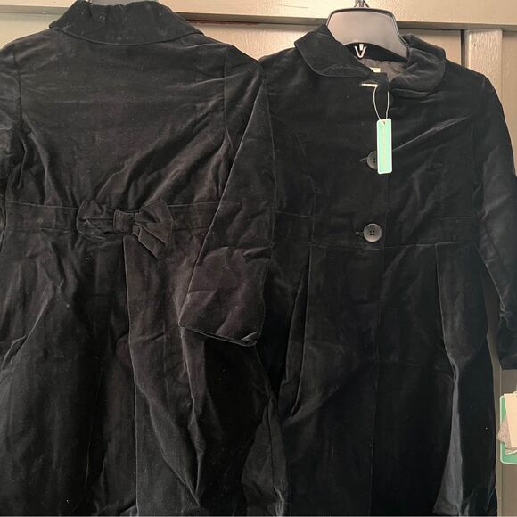 Copperkey Girls 6 6x Black Velvet Velour Dress Coat (1) Peacoat Elegant Winter - Picture 1 of 2